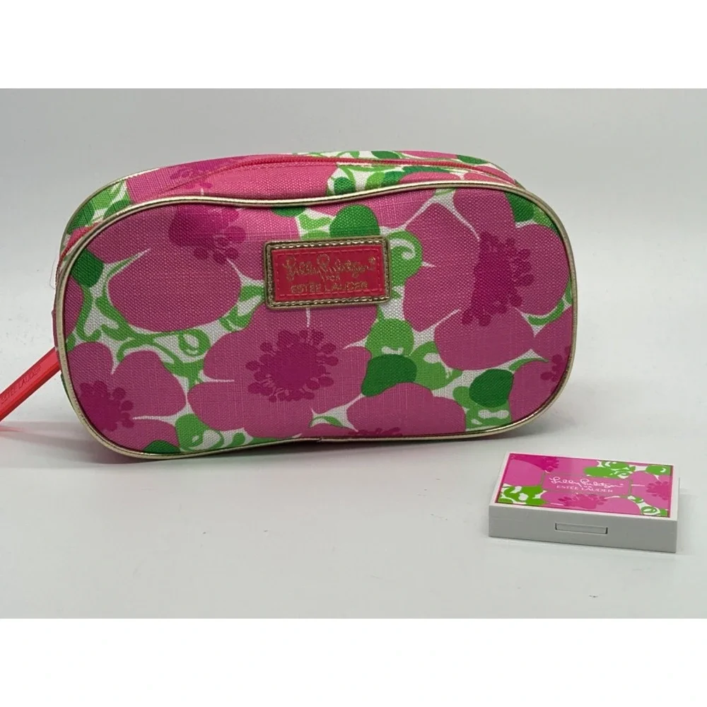 Vtg ESTEE LAUDER Cosmetic‎ Makeup Bag by LILLY PULITZER w/ Eyeshadow Pallet NOS